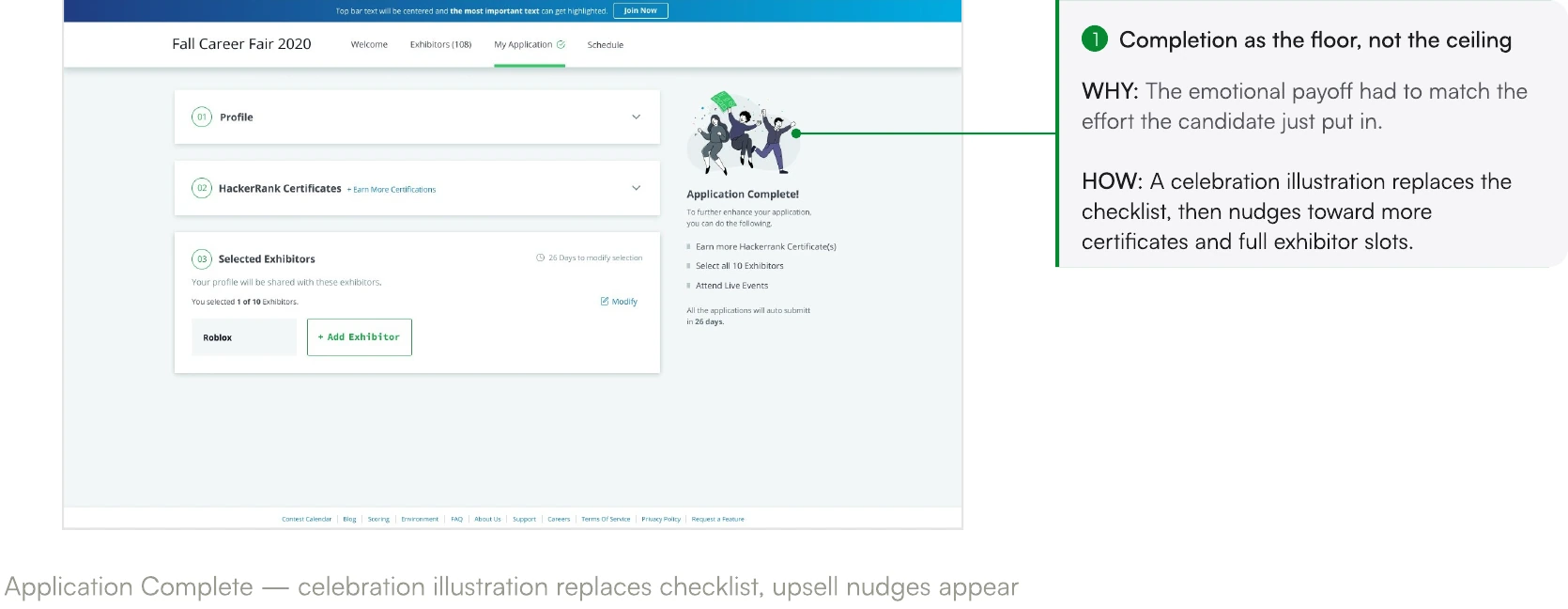 Screen from the HackerRank Virtual Career Fair case study.