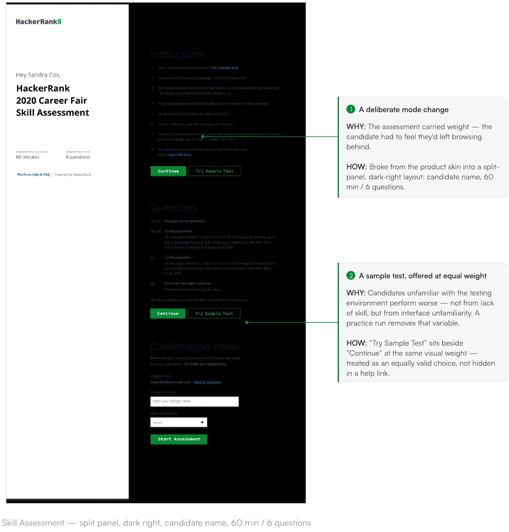 Screen from the HackerRank Virtual Career Fair case study.